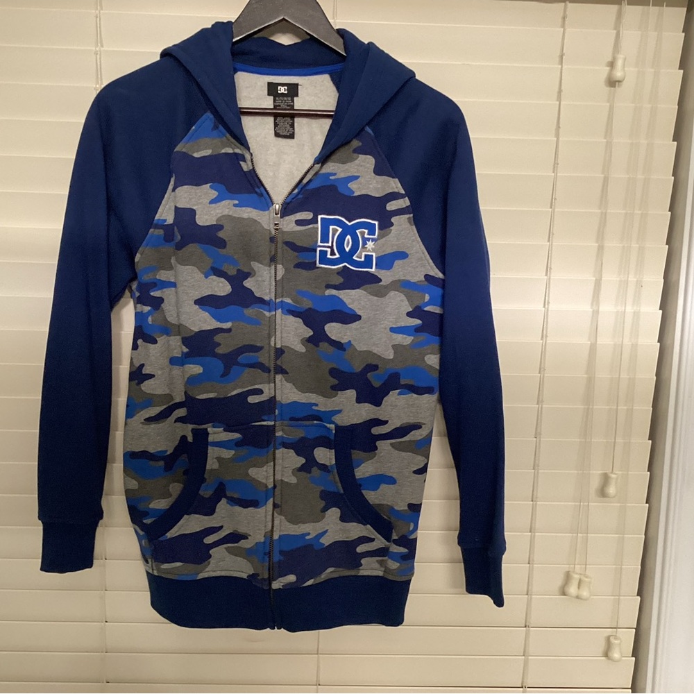 DC Blue and Gray Camo Kids Hoodie